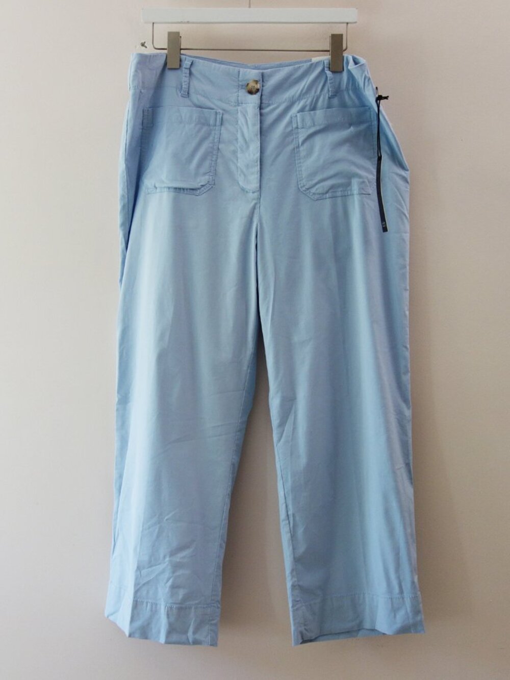 Nicole Miller Hi-Rise Straight Leg Ankle Pants Sailor Pocket Light Blue (10) NWT